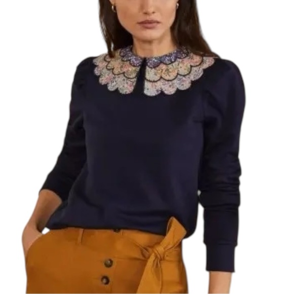 Boden Hattie Collar Sweatshirt Size 12 - Picture 5 of 12